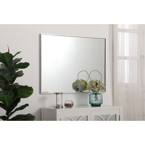 Metal Frame Rectangle Mirror 27 Inch In Silver